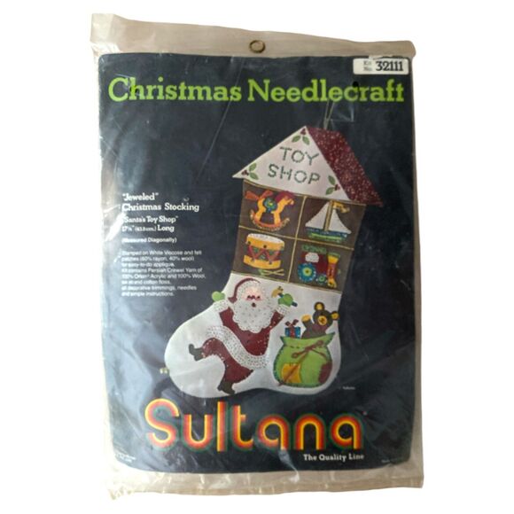 Sultana Christmas Needlecraft Stocking Kit #32111 Santa Toy Shop Sealed - Picture 5 of 6